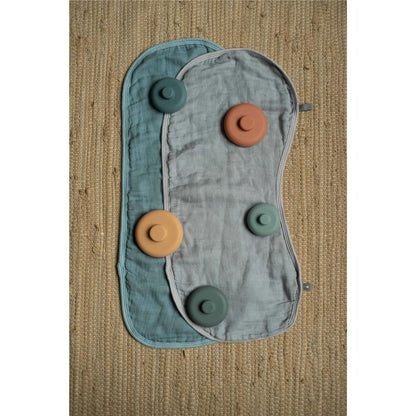 * Lot de 2 torchons d'épaule SOINA, gris/bleu paon