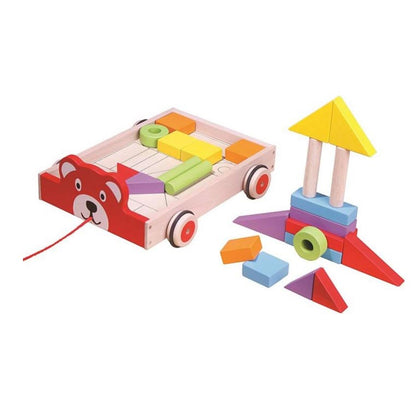 Playba wagon with building blocks bear