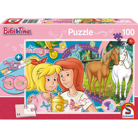 Schmidt Spiele Bibi Blocksberg, Horse Happiness 100 pièces (y compris Slap Snap Band coloré)