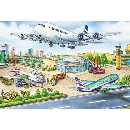 Puzzle Verkehrsmittel & Metallkoffer, 2 x 26, 2 x 48 Teile