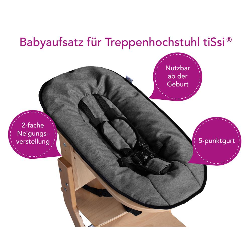 * tiSsi baby attachment, natural - anthracite, for children's high chair
