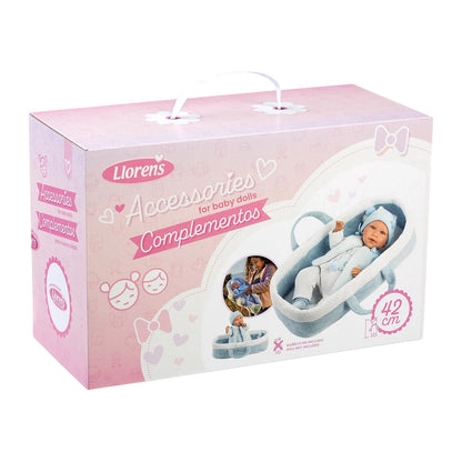 Llorens sac de transport et barboteuse pour poupée bleu 42cm