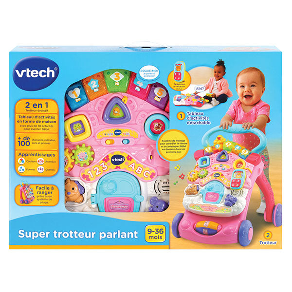 vtech super trotteur 2 in 1 pink, french