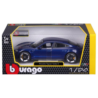 Bburago Porsche Taycan Turbo S bleue 1/24