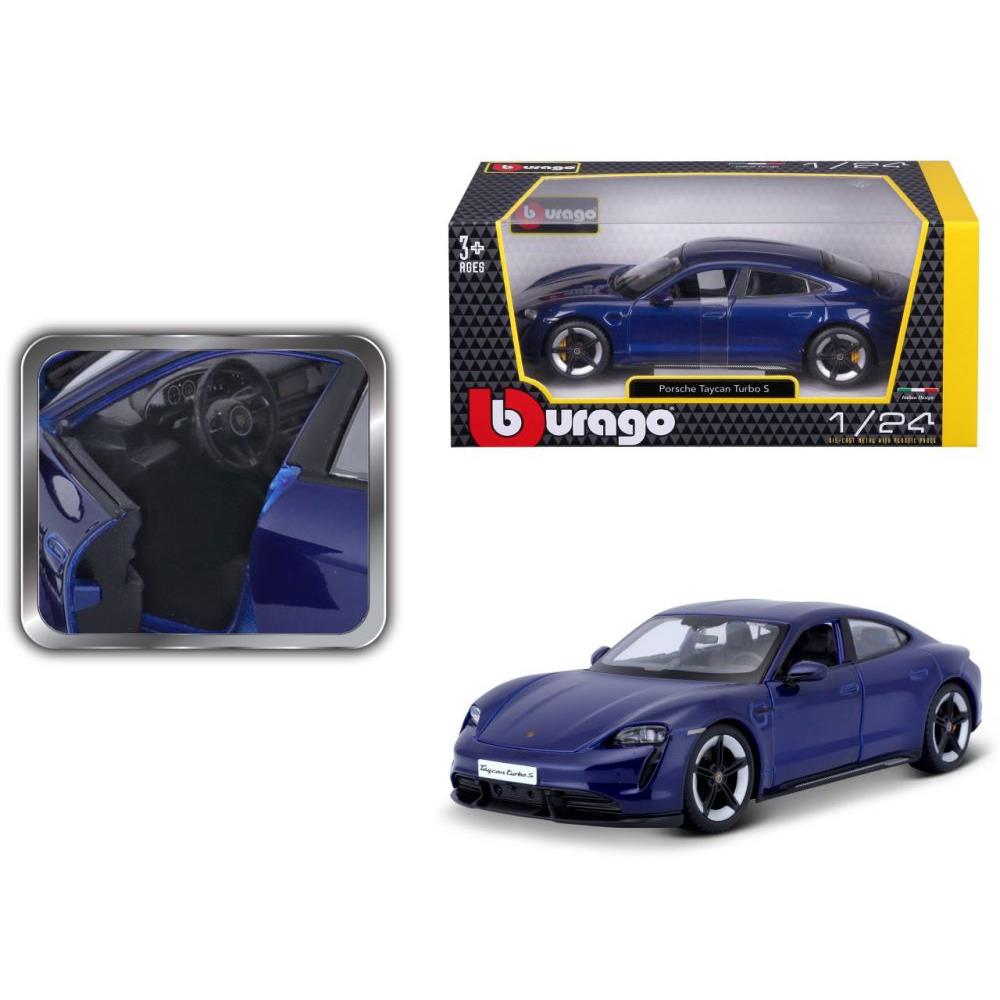 Bburago Porsche Taycan Turbo S bleue 1/24