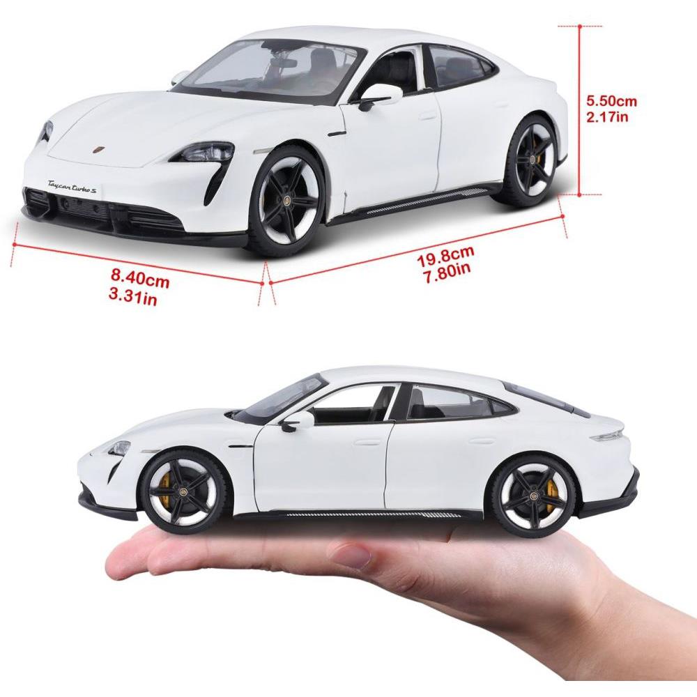 Bburago Porsche Taycan Turbo S blanche 1/24