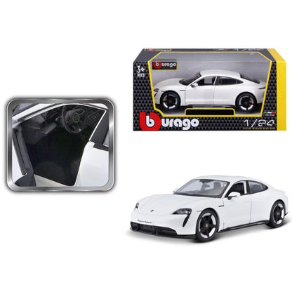 Bburago Porsche Taycan Turbo S blanche 1/24