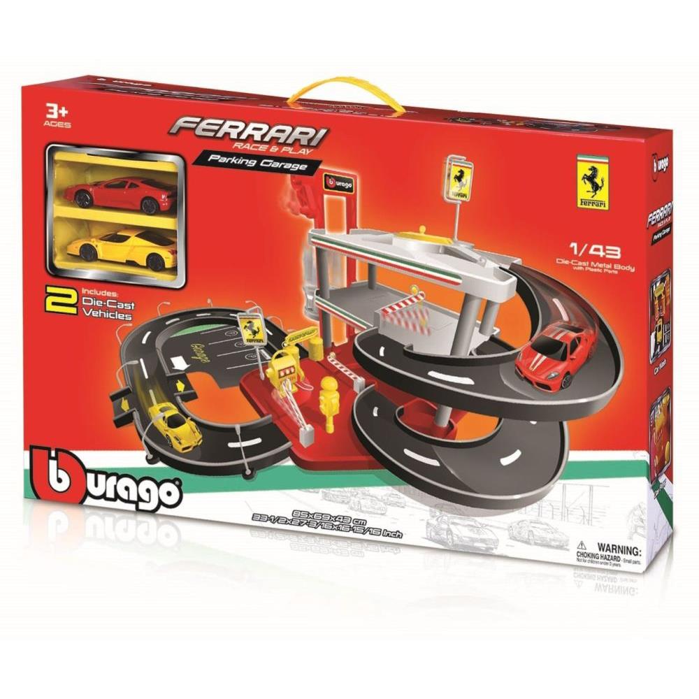Bburago Ferrari Parking Garage with 2 cars 1:43