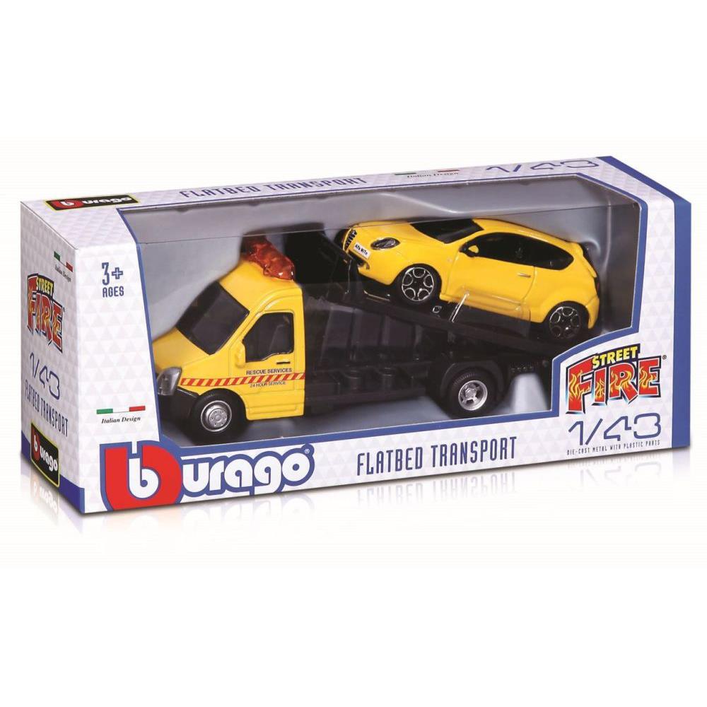 Bburago Street Fire Flatbed Transport 1/43, assorti