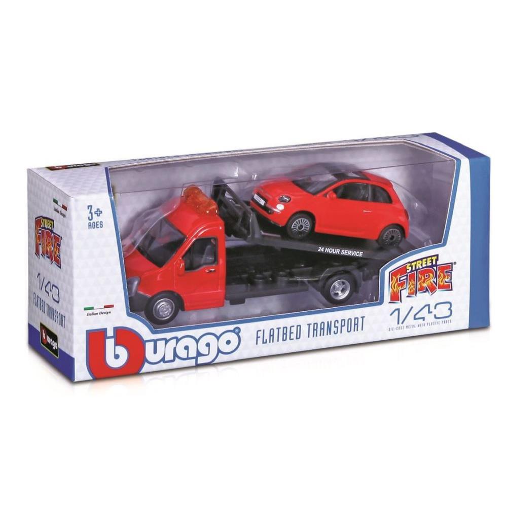 Bburago Street Fire Flatbed Transport 1/43, assorti