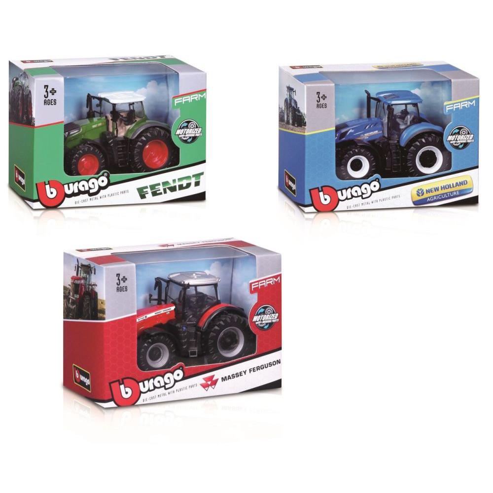 Bburago Tracteur agricole Fendt et New Holland, 12 cm, assorti