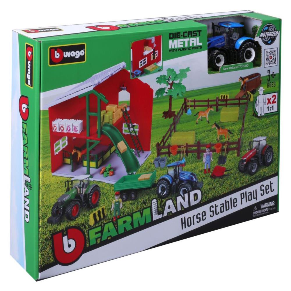 Bburago Parkgarage Pferdestall mit Traktor