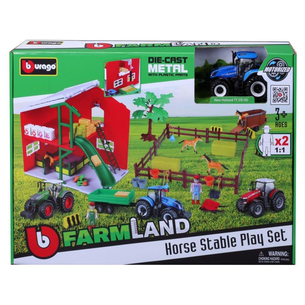 Bburago Parkgarage Pferdestall mit Traktor