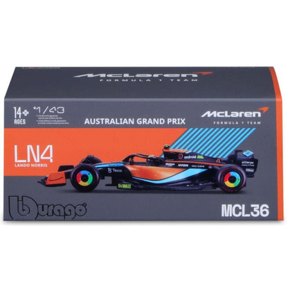 Bburago McLaren Mercedes F1 MCL36 Lando Norris 2022, 1:43