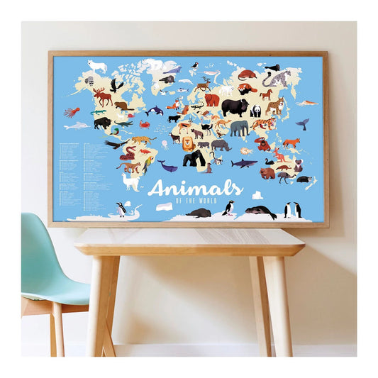 Autocollant Poppik poster d'apprentissage animaux du monde