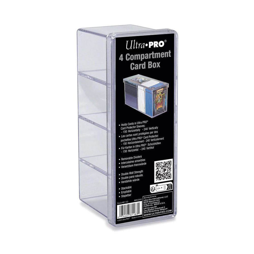 Ultra Pro 4-Compartment Clear Card Box (Up to 240 Cards)