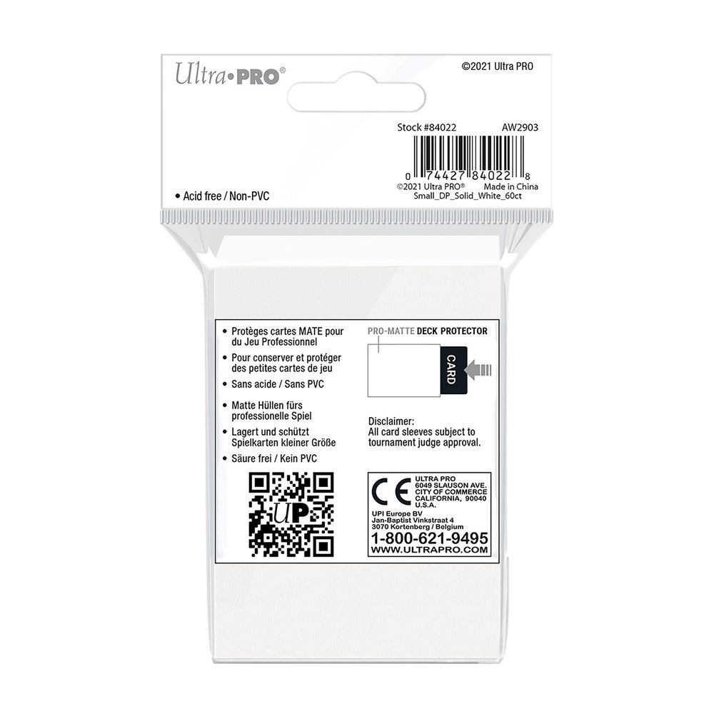 Ultra Pro White PRO-Matte Deck Protector Small (60)