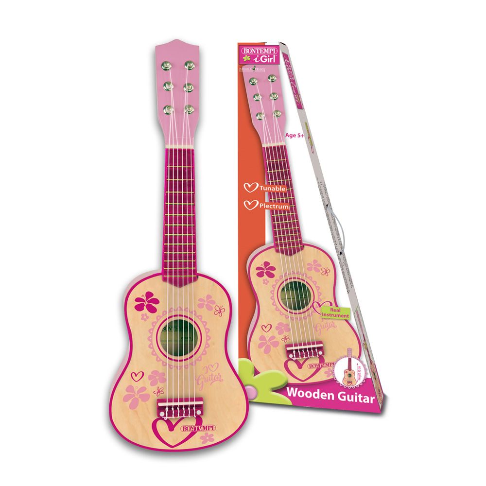 Bontempi guitar 6 strings, pink, 55 cm