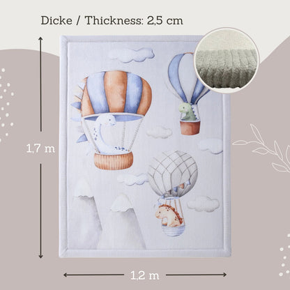 Hakuna Matte Samtmatte, Wolke Spielmatte, 1.7 x 1.2 m, Dinosaur Balloons