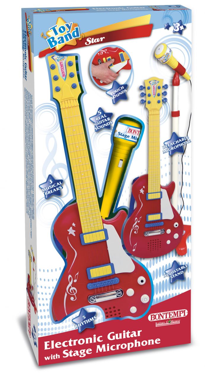 Bontempi Rockgitarre mit Standmikrofon-Verstärker