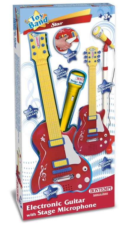 Bontempi Rockgitarre mit Standmikrofon-Verstärker