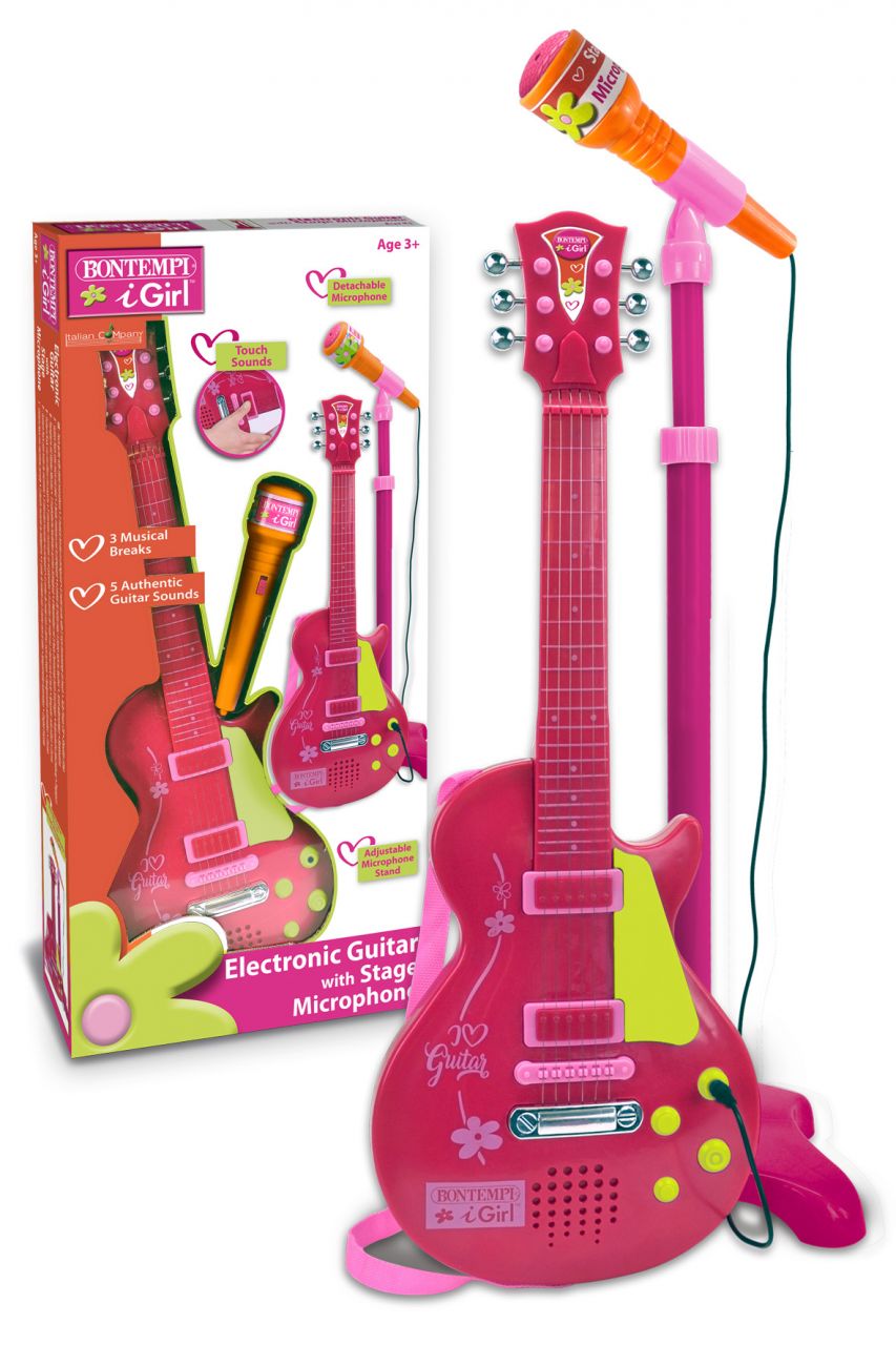 Guitare rock Bontempi avec amplificateur de microphone sur pied