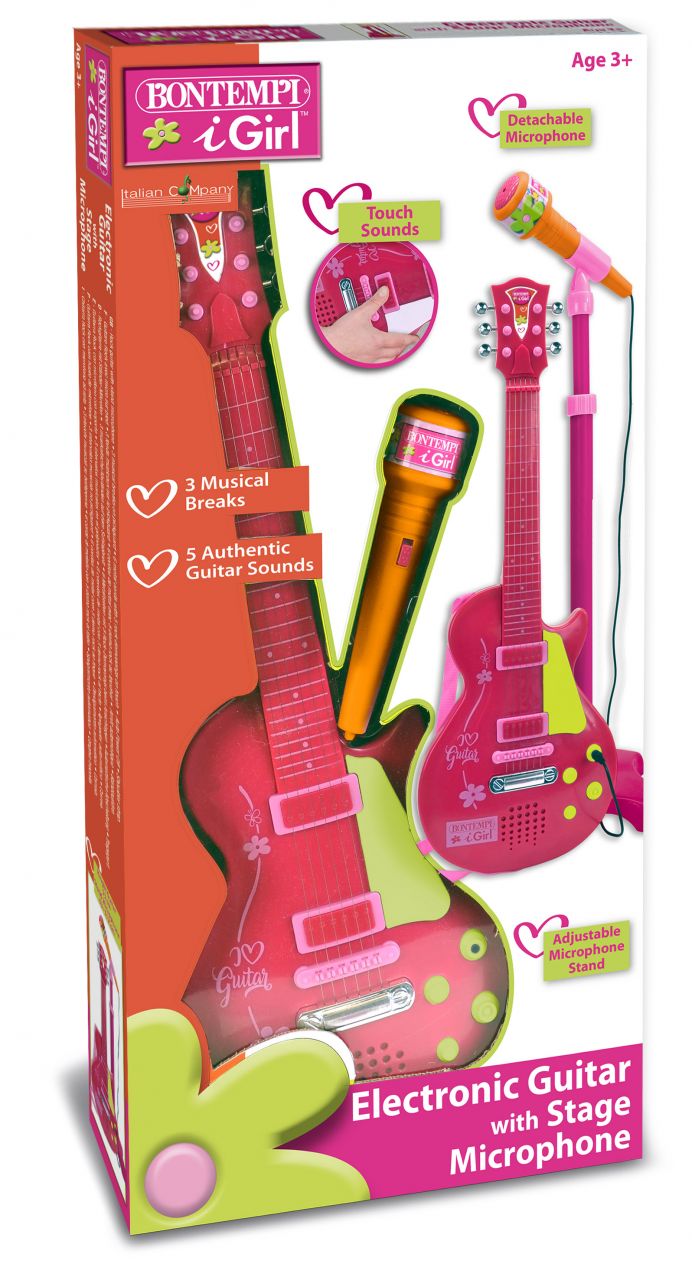 Guitare rock Bontempi avec amplificateur de microphone sur pied