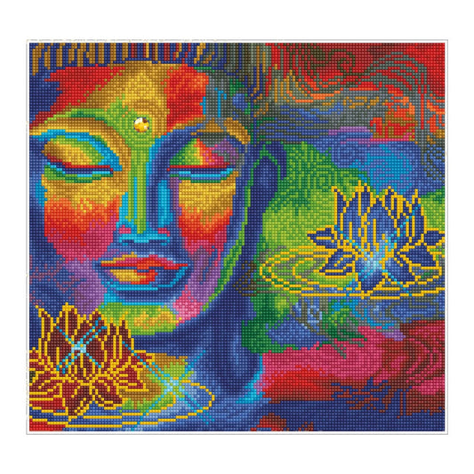 Diamond Painting Buddha und Lotusblumen
