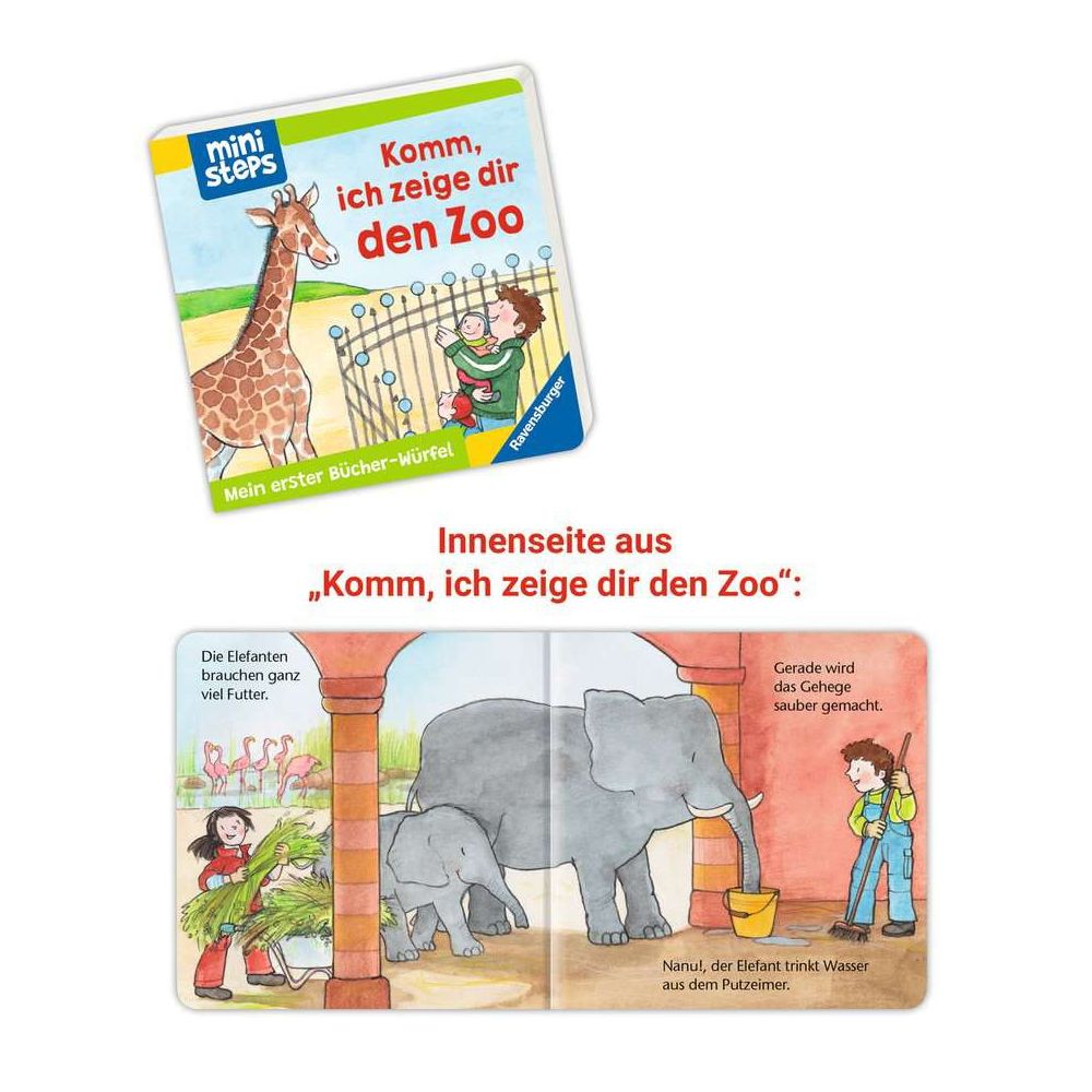 Minipas Ravensburger : Mon premier cube de livre : garderie, zoo et pompiers (coffret de livres)