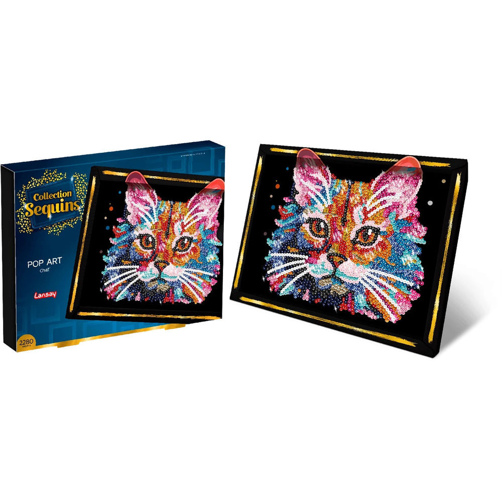 Paillettenkunst PopArt Katze