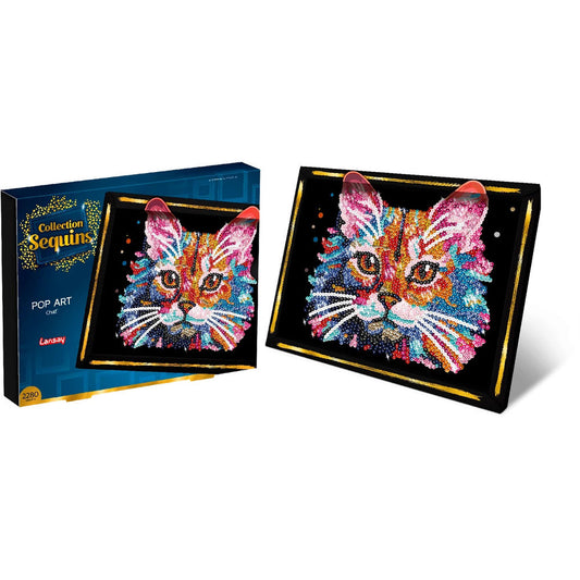 Paillettenkunst PopArt Katze