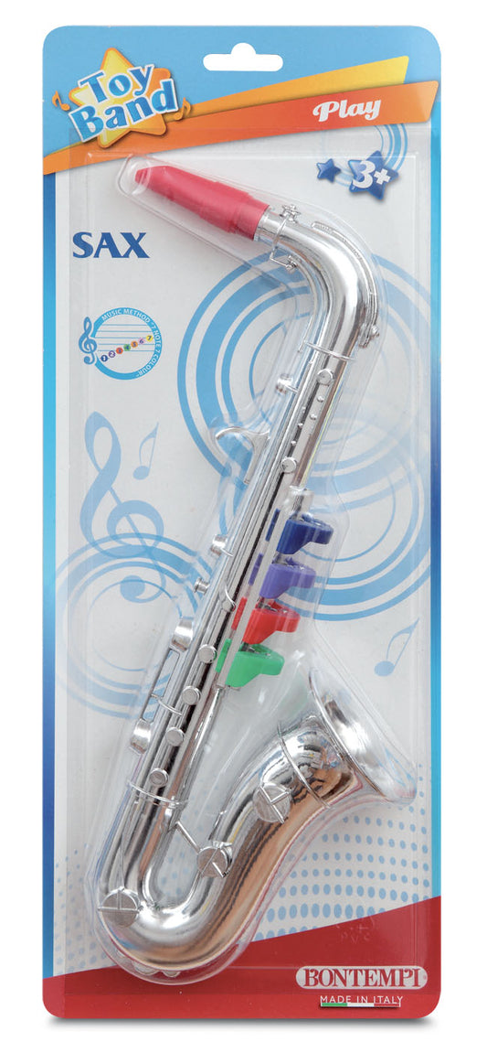 Bontempi Saxophone, 4 farbige Tasten Blister, 36 cm