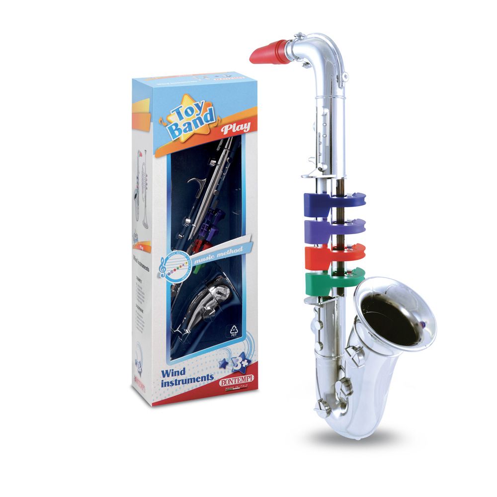 Saxophone Bontempi avec 4 touches colorées, 36 cm