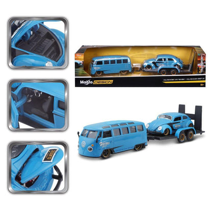 Maisto Volkswagen T1 Van Samba &amp; Volkswagen Coccinelle 1:24