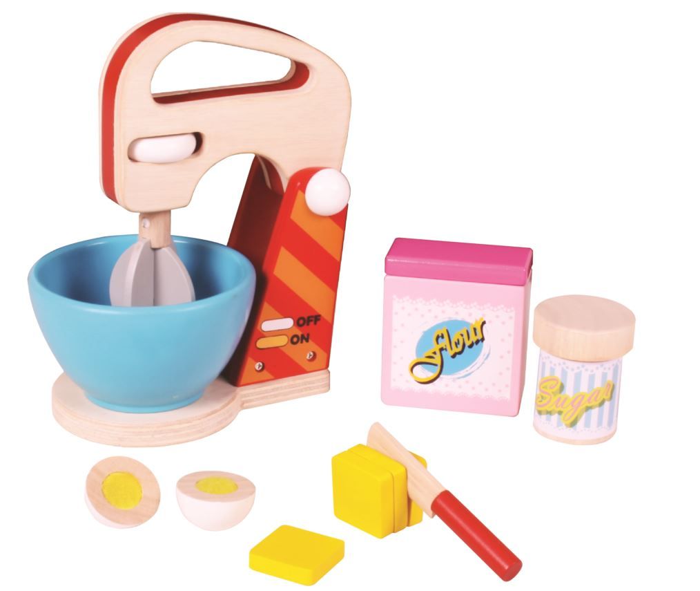 Play food processor with lots of accessories