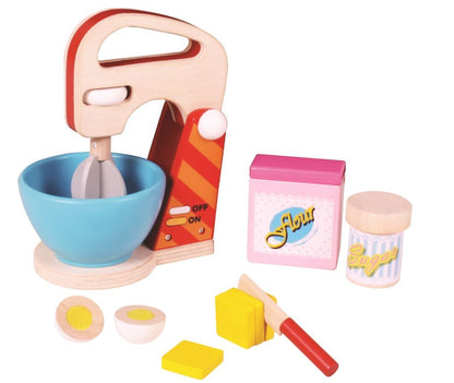 Play food processor with lots of accessories