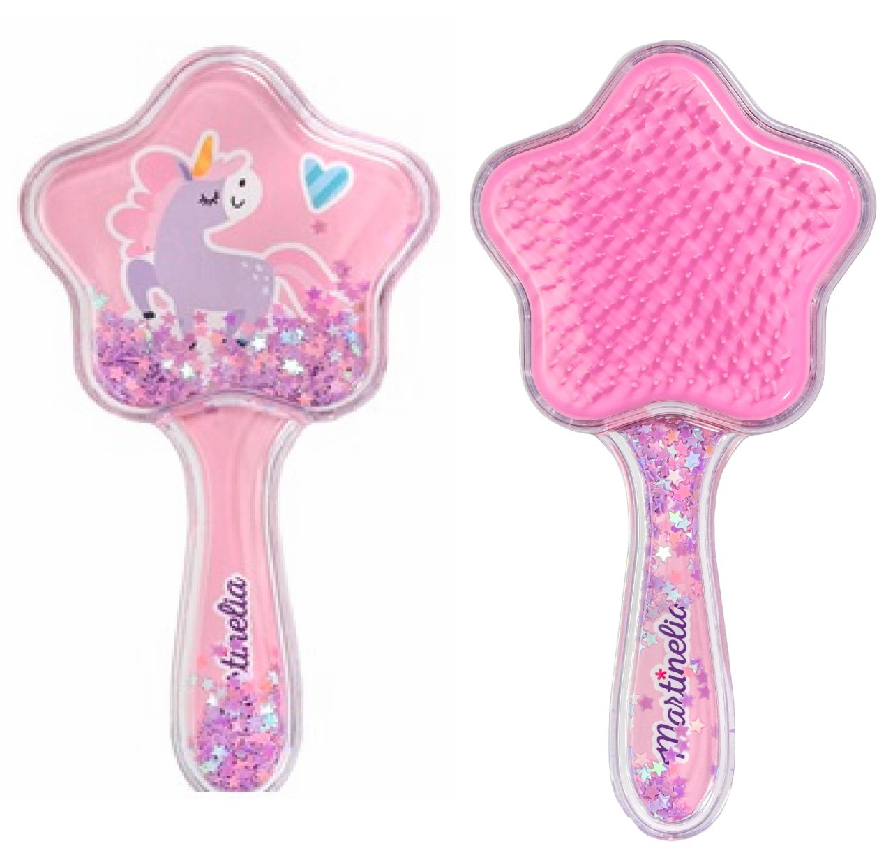 Martinelia Brosse à cheveux licorne pailletée étoile ass.