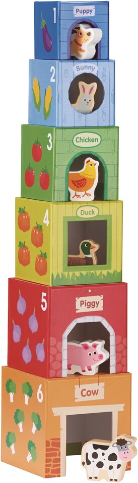 Tour empilable Spielba avec animaux en bois