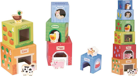Playba stacking tower with wooden animals