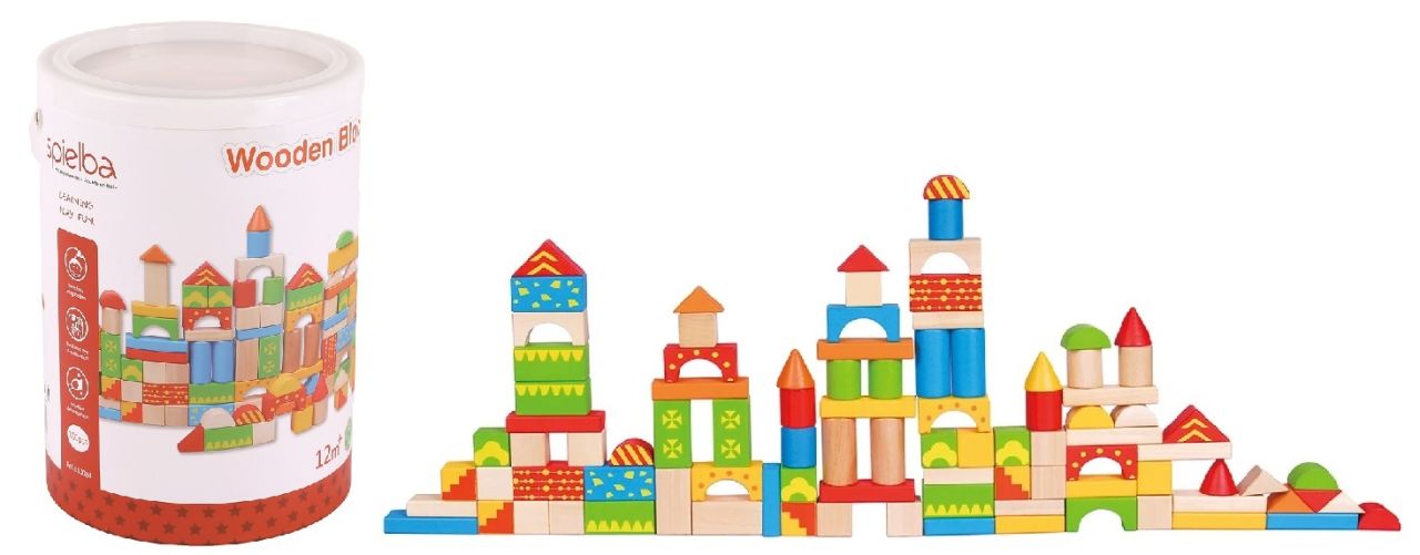 Spielba wooden building blocks, 100 pieces