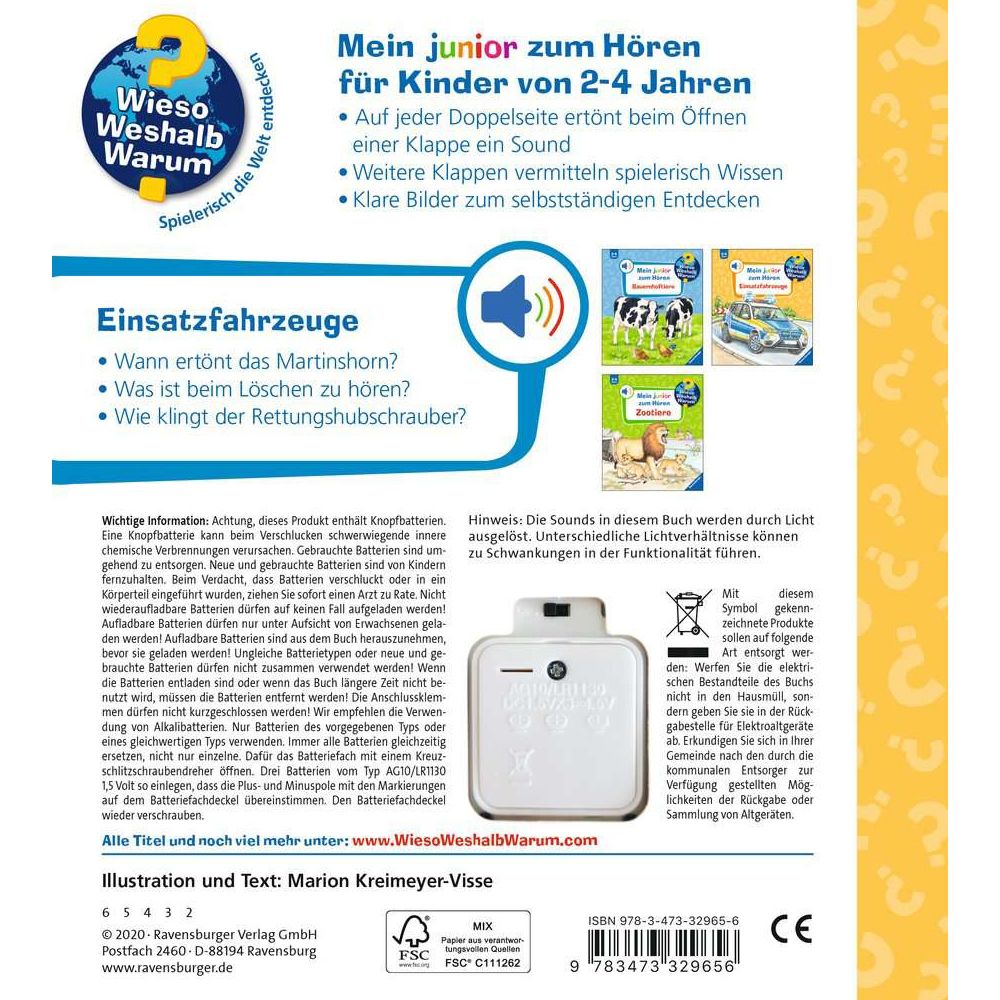 Ravensburger Wieso? Weshalb? Warum? Mein junior zum Hören, Band 2: Einsatzfahrzeuge