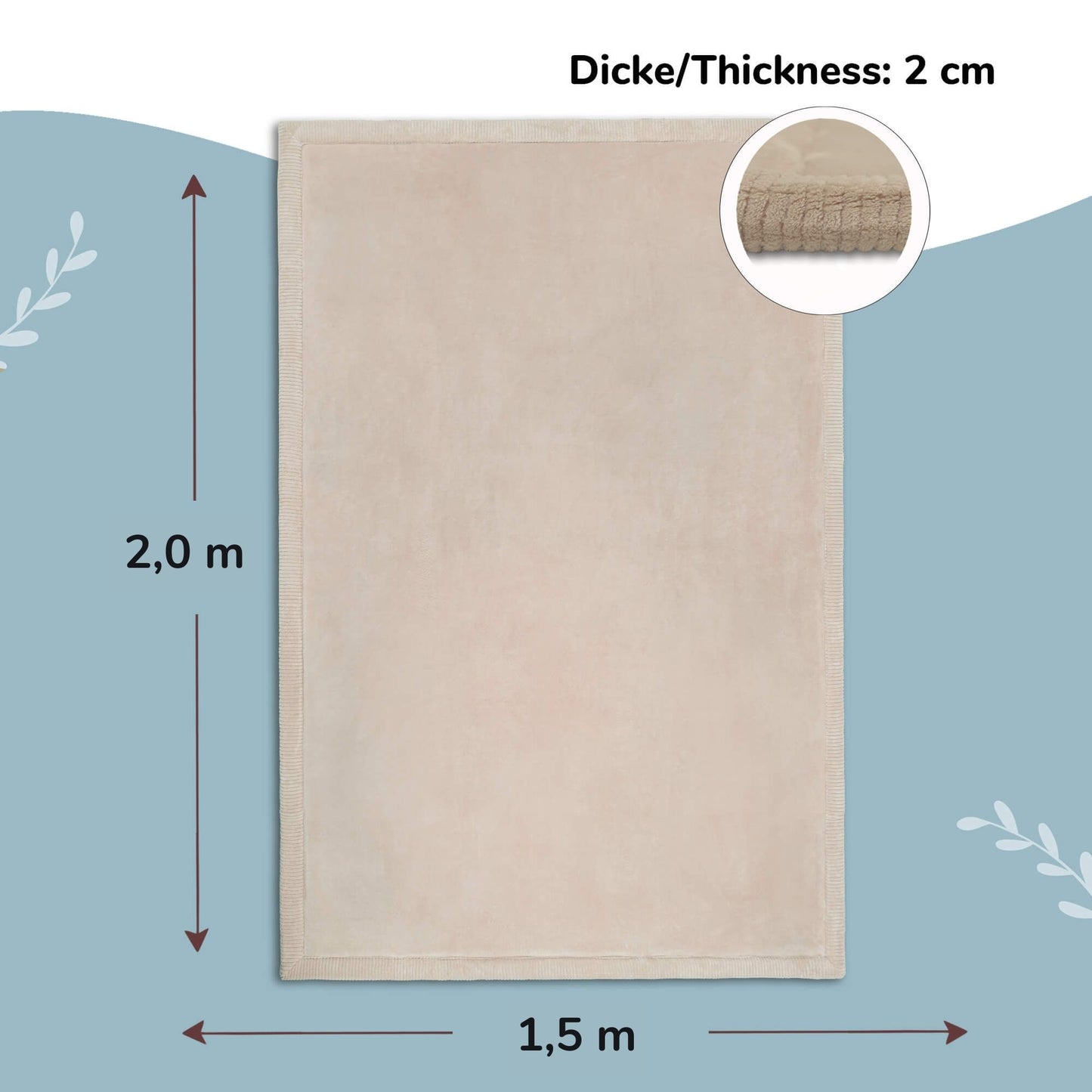 Hakuna Matte Samtmatte, Wolke, 2 x 1.5 m, Beige