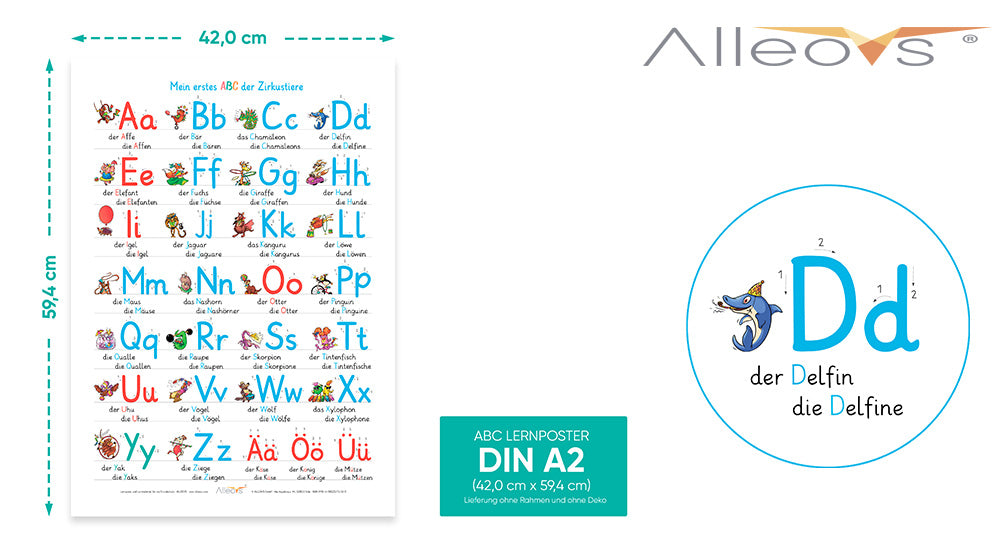 * Alleovs Lernposter Mein erstes ABC der Zirkustiere