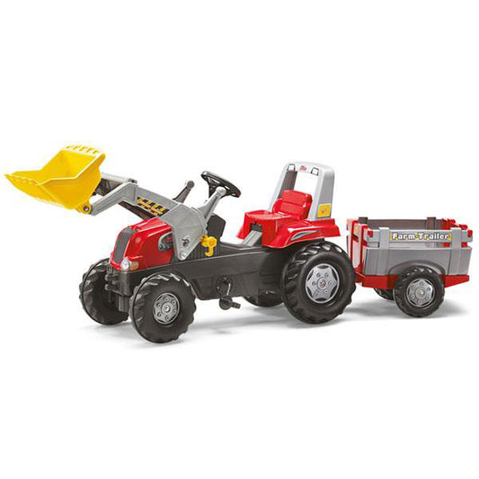 RollyToys Junior Pedal Tractor RT with Loader &amp; Farm Trailer