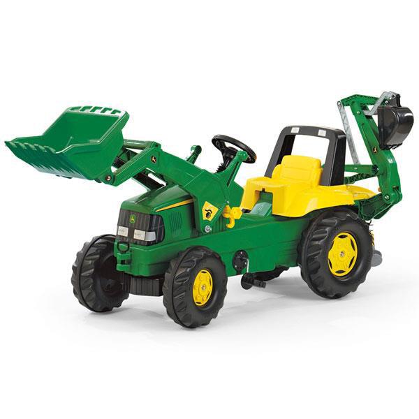 RollyToys Junior pedal tractor John Deere with front loader &amp; rear excavator