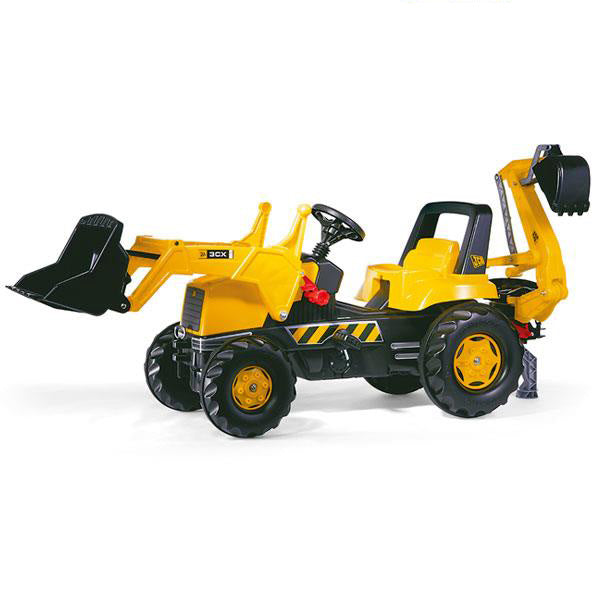RollyToys Junior Pedal Tractor JCB with Front Loader &amp; Rear Excavator