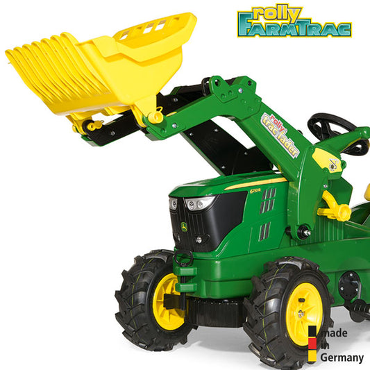 RollyToys Farmtrac pedal tractor John Deere 6210 R with front loader &amp; pneumatic tires
