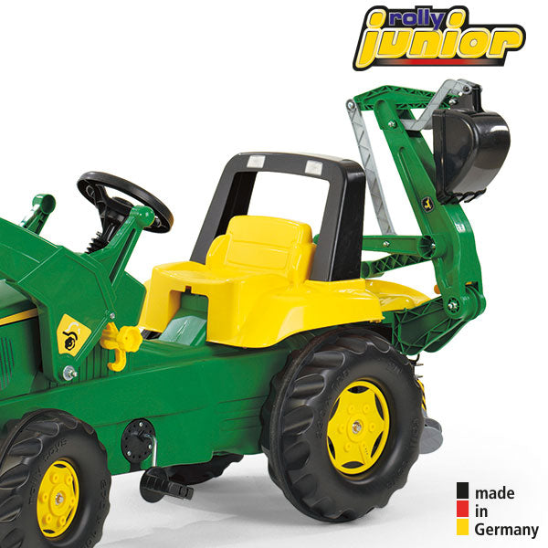 RollyToys Junior pedal tractor John Deere with front loader &amp; rear excavator