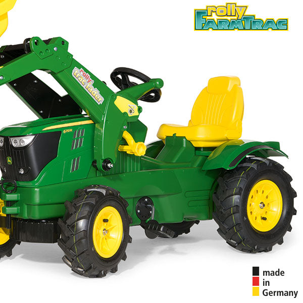 RollyToys Farmtrac pedal tractor John Deere 6210 R with front loader &amp; pneumatic tires