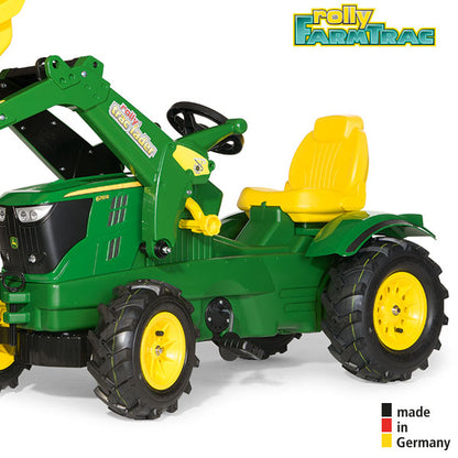 RollyToys Farmtrac pedal tractor John Deere 6210 R with front loader &amp; pneumatic tires